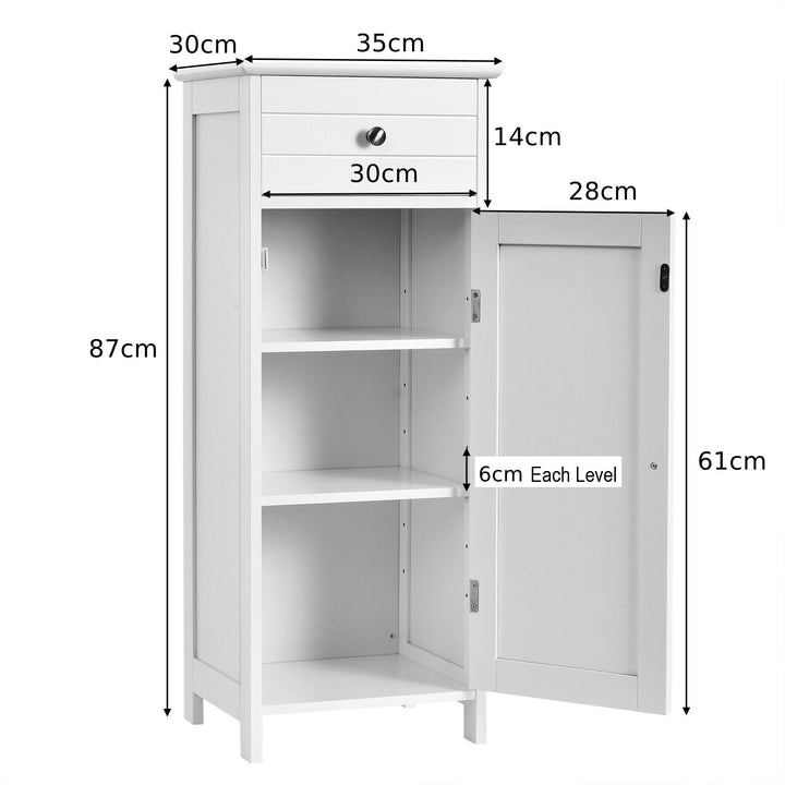 1-Door Freestanding Bathroom Storage Cabinet with Drawer and Adjustable Shelves - TidySpaces