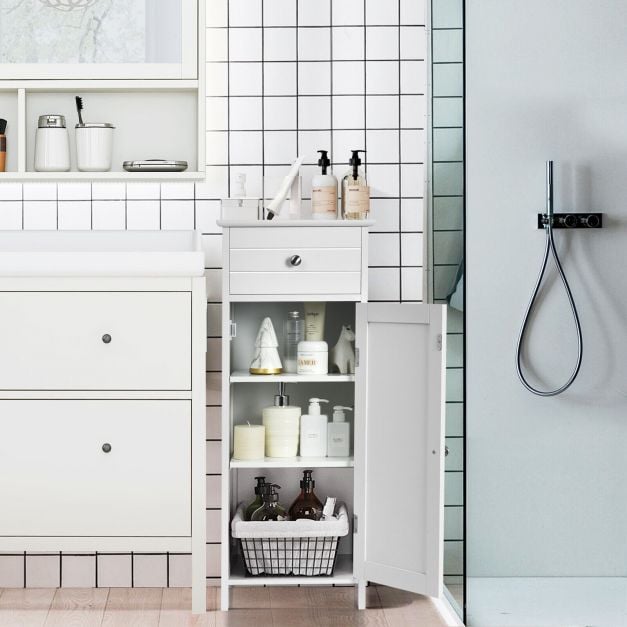 1-Door Freestanding Bathroom Storage Cabinet with Drawer