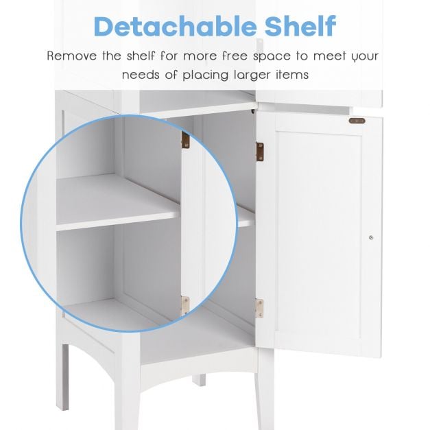 2-Door 160cm High Freestanding Bathroom Cabinet with 5-Tier Shelves