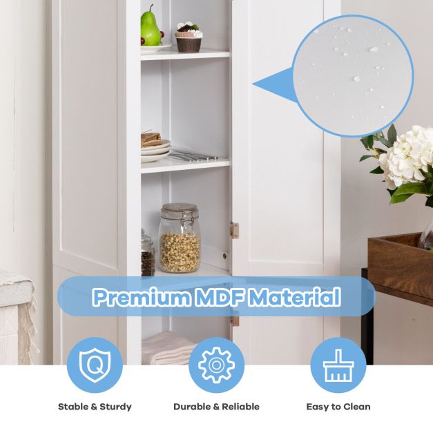 2-Door 160cm High Freestanding Bathroom Cabinet with 5-Tier Shelves