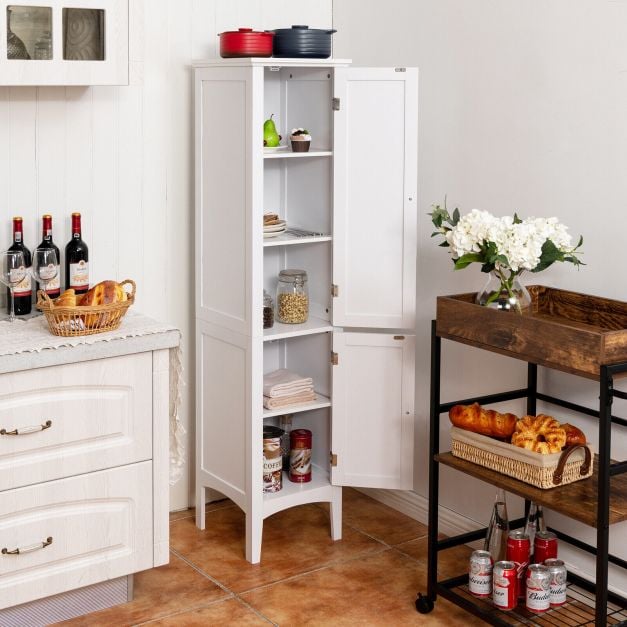 2-Door 160cm High Freestanding Bathroom Cabinet with 5-Tier Shelves