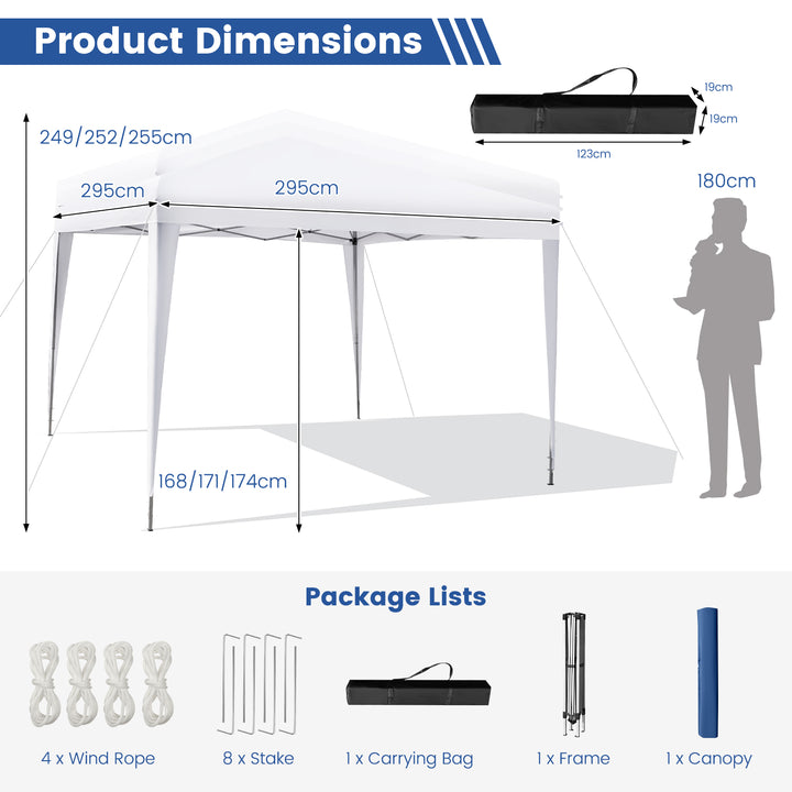 295 x 295 CM Outdoor Portable Instant Pop up Canopy with Carrying - TidySpaces