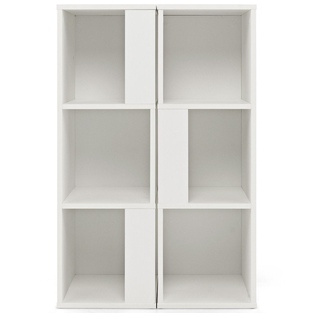 2 Pieces 3 Tier Wooden Storage Bookcase - TidySpaces
