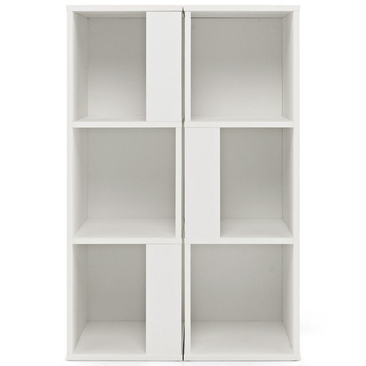 2 Pieces 3 Tier Wooden Storage Bookcase - TidySpaces