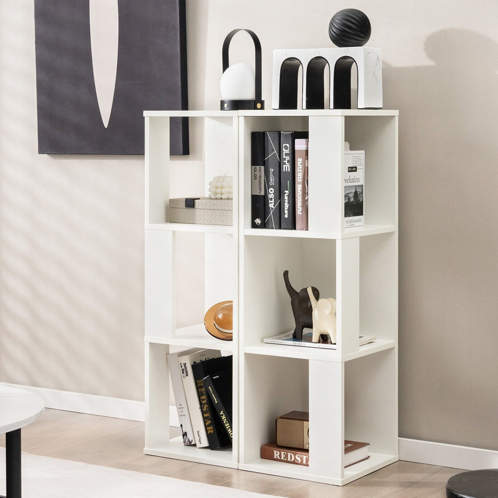 2 Pieces 3 Tier Wooden Storage Bookcase - TidySpaces