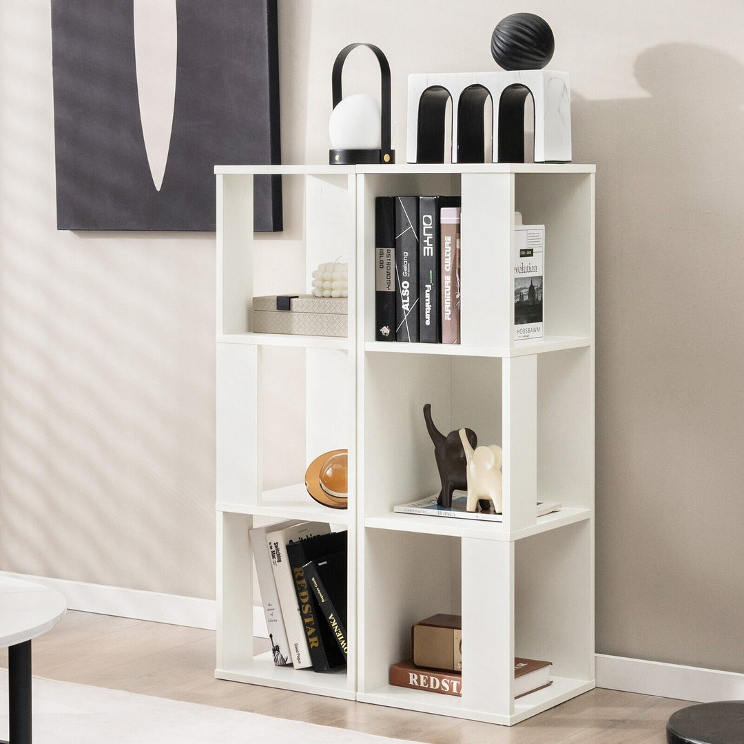 2 Pieces 3 Tier Wooden Storage Bookcase - TidySpaces