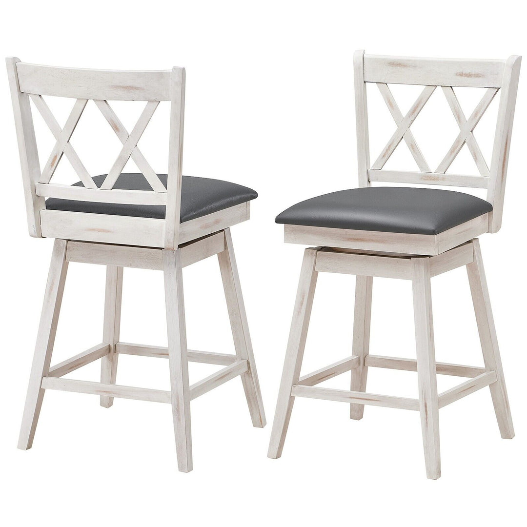 Set of 2 Counter Height Bar Stool with Ergonomic Backrest - TidySpaces