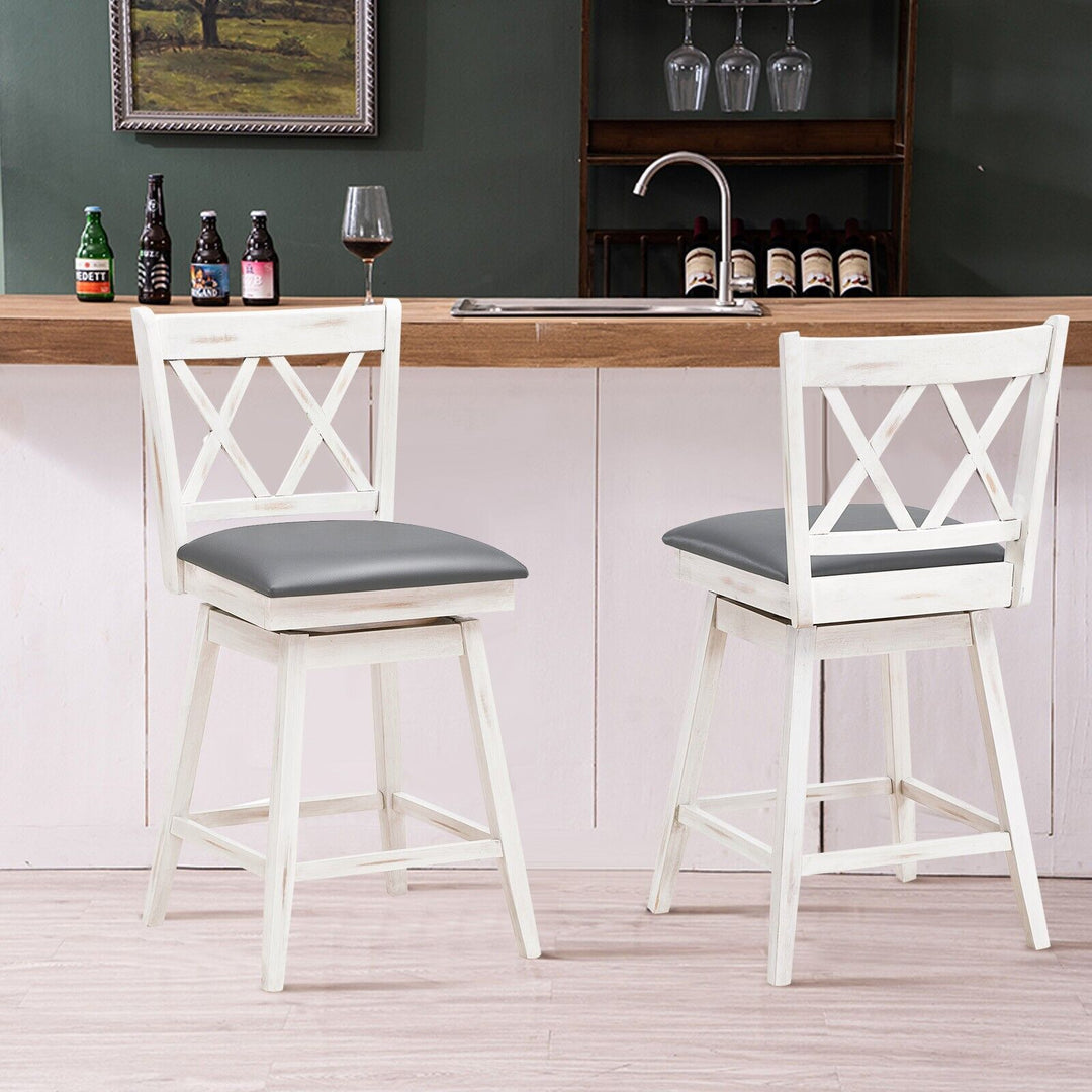 Set of 2 Counter Height Bar Stool with Ergonomic Backrest - TidySpaces