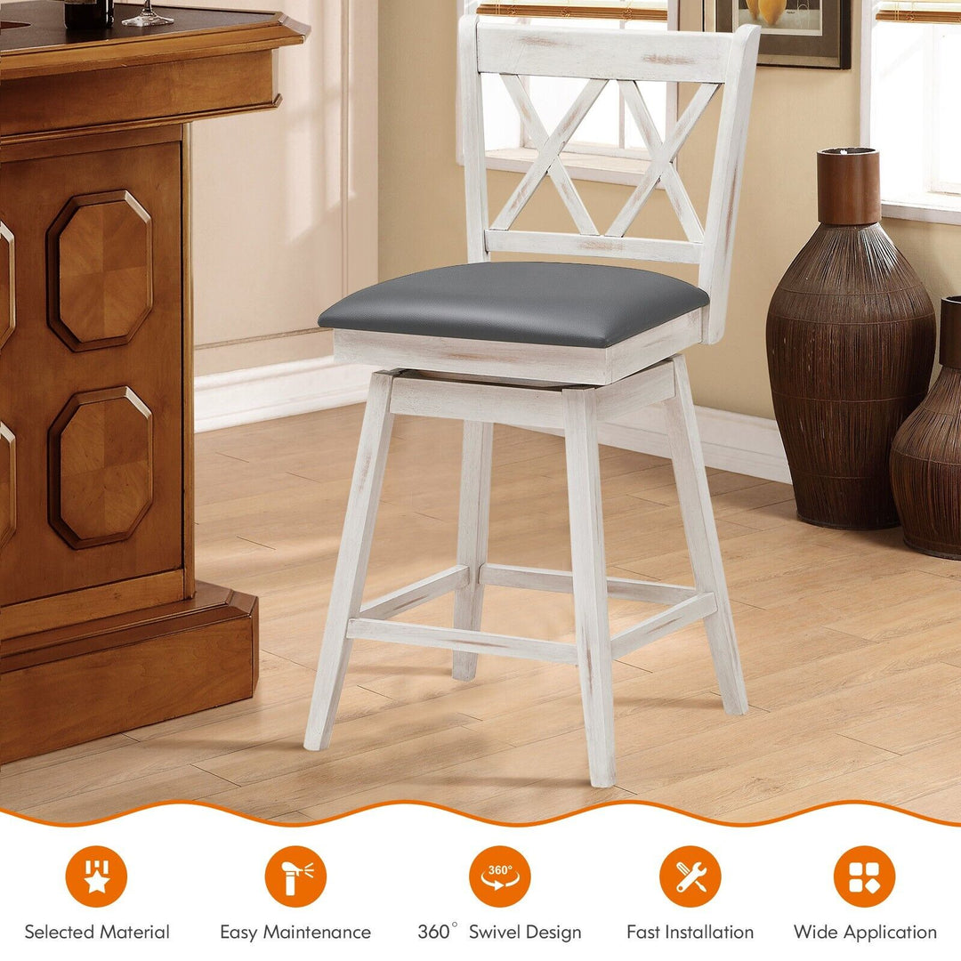 Set of 2 Counter Height Bar Stool with Ergonomic Backrest - TidySpaces