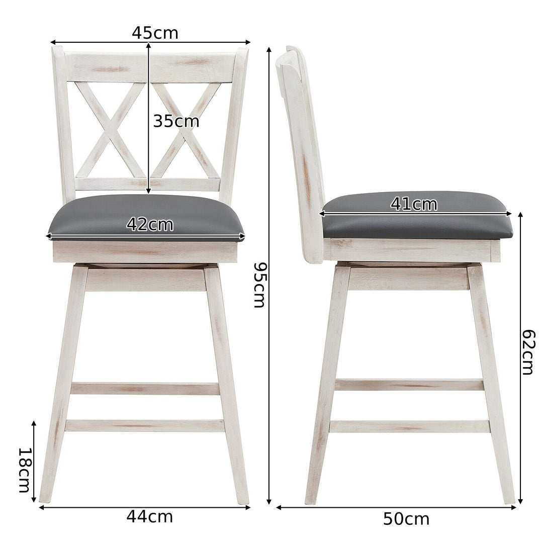 Set of 2 Counter Height Bar Stool with Ergonomic Backrest - TidySpaces