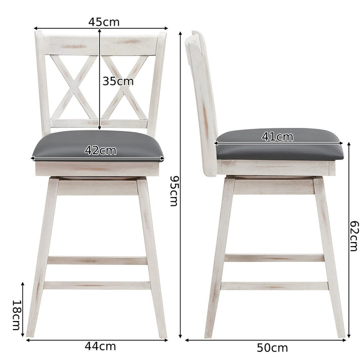 Set of 2 Counter Height Bar Stool with Ergonomic Backrest - TidySpaces