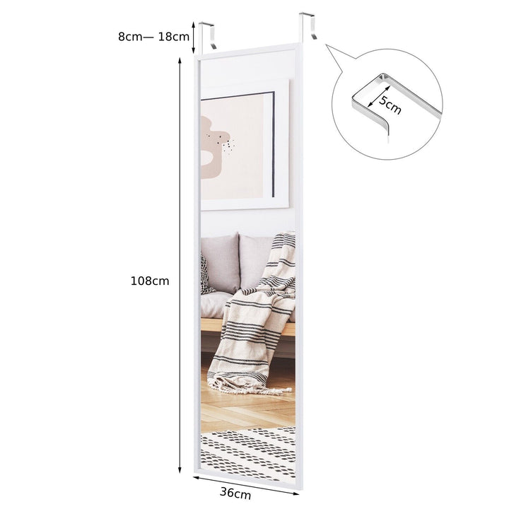 Full Length Wall-Mounted Mirror with Height Adjusting Hooks