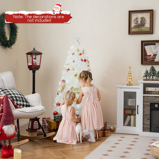 4/5/6 Feet Artificial Fiber Optic White Pre-lit Christmas Tree with Light-150 cm