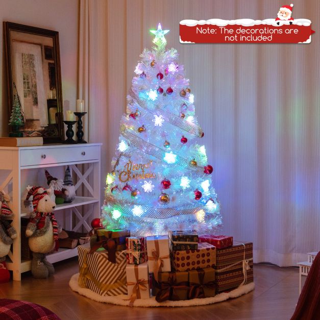 4/5/6 Feet Artificial Fiber Optic White Pre-lit Christmas Tree with Light-150 cm