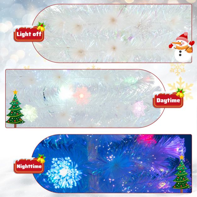 4/5/6 Feet Artificial Fiber Optic White Pre-lit Christmas Tree with Light-180 cm
