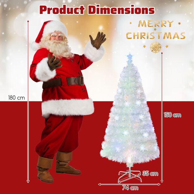 4/5/6 Feet Artificial Fiber Optic White Pre-lit Christmas Tree with Light-150 cm