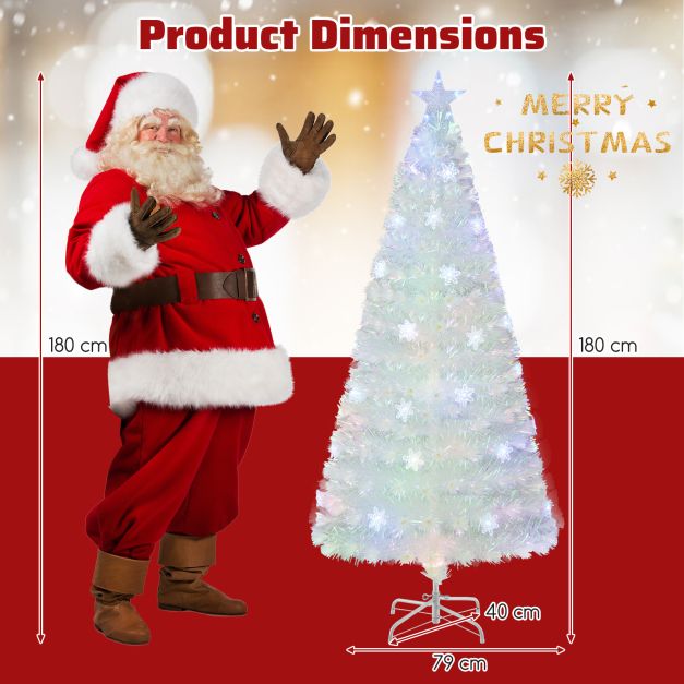 4/5/6 Feet Artificial Fiber Optic White Pre-lit Christmas Tree with Light-180 cm