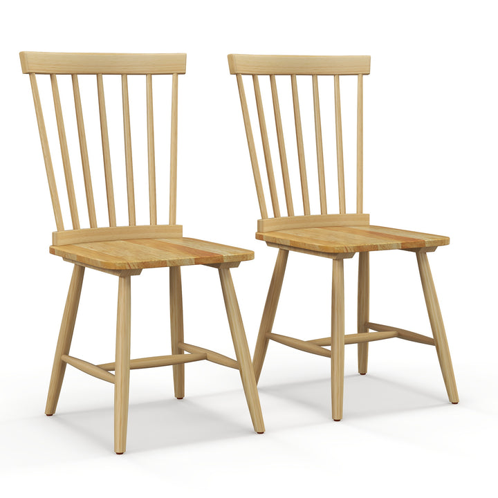 Set of 2 Windsor Style Armless Dining Chairs with Ergonomic Spindle Backs