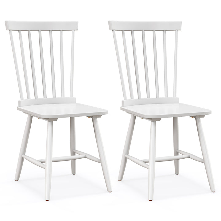 Set of 2 Windsor Style Armless Dining Chairs with Ergonomic Spindle Backs