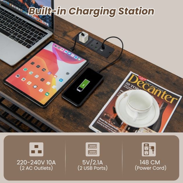 Wine Bar Cabinet 3-Tier Wine Rack with Shelves and Glass Holders