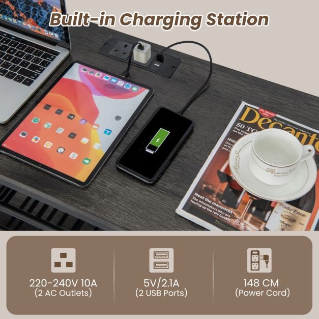 Wine Bar Cabinet 3-Tier Wine Rack with Shelves and Glass Holders