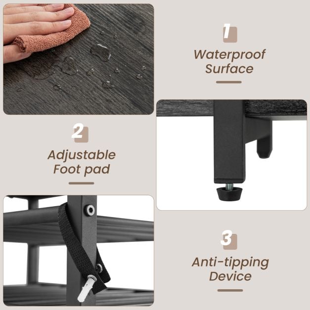 Wine Bar Cabinet 3-Tier Wine Rack with Shelves and Glass Holders