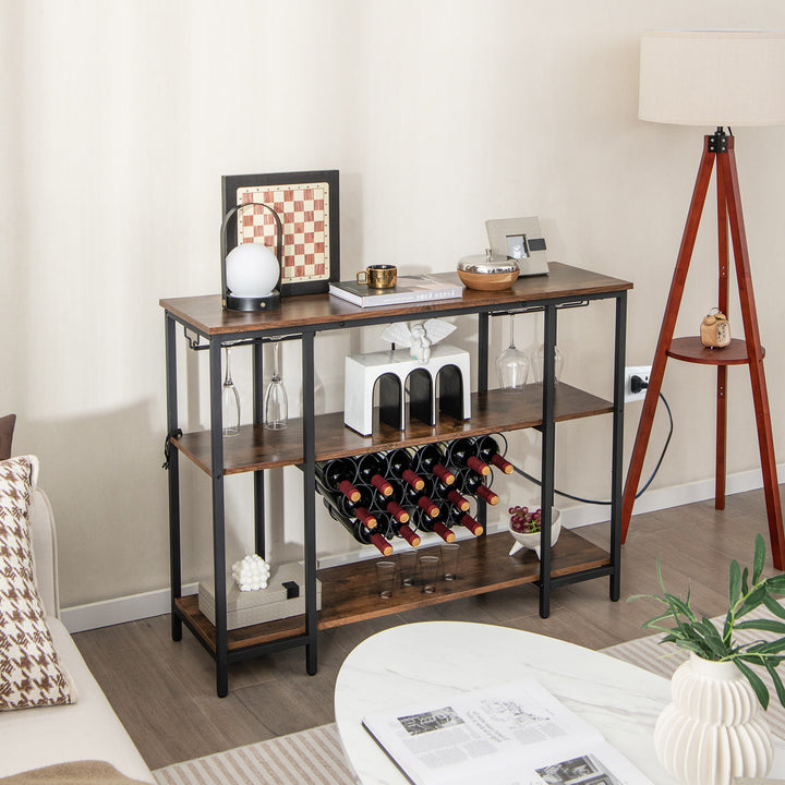 Wine Bar Cabinet Wine Rack with Bottle Racks and Storage Shelves - TidySpaces