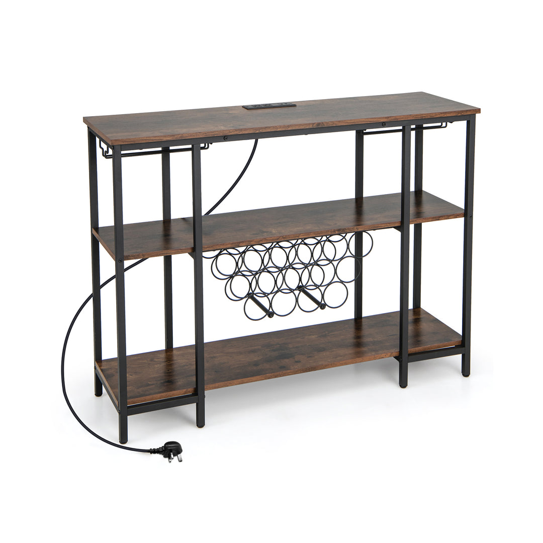 Wine Bar Cabinet Wine Rack with Bottle Racks and Storage Shelves Brown - TidySpaces
