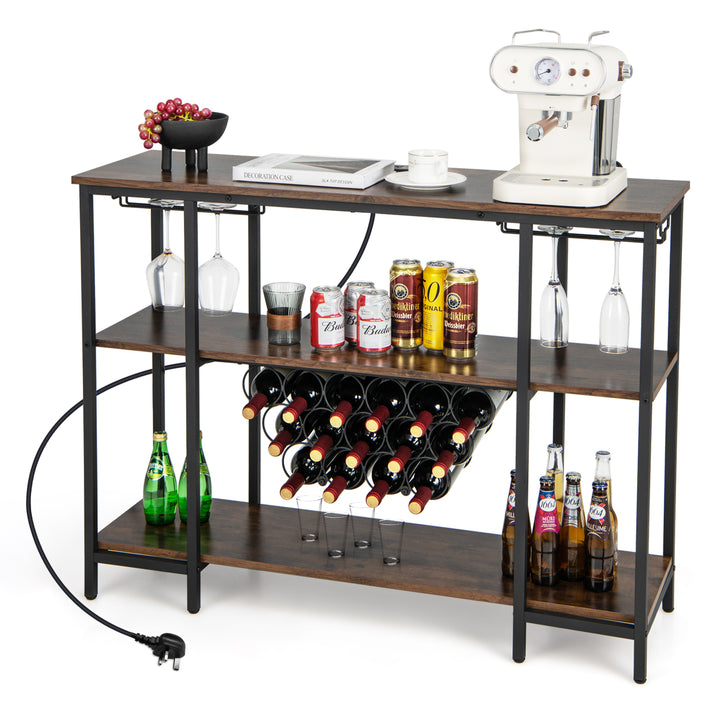 Wine Bar Cabinet Wine Rack with Bottle Racks and Storage Shelves - TidySpaces