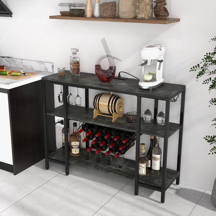 Wine Bar Cabinet Wine Rack with Bottle Racks and Storage Shelves - TidySpaces