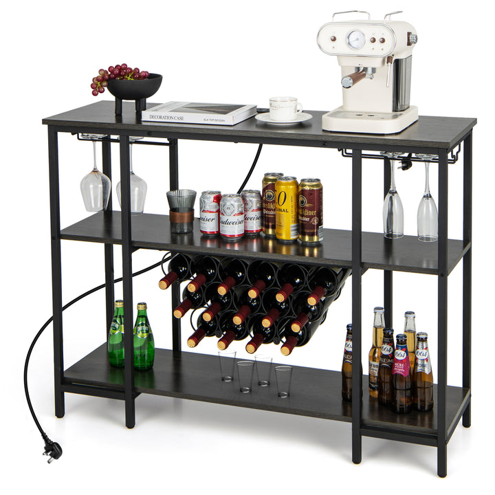 Wine Bar Cabinet Wine Rack with Bottle Racks and Storage Shelves - TidySpaces