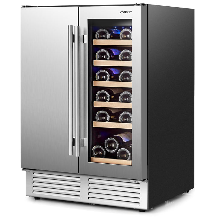 2-in-1 Beverage and Wine Cooler with Powerful Compressor-Silver