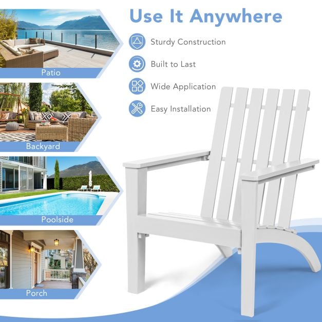 Wood Adirondack Chair with Solid Acacia Wood and 160KG Weight Capacity