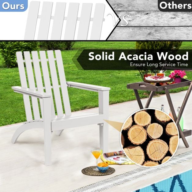 Wood Adirondack Chair with Solid Acacia Wood and 160KG Weight Capacity