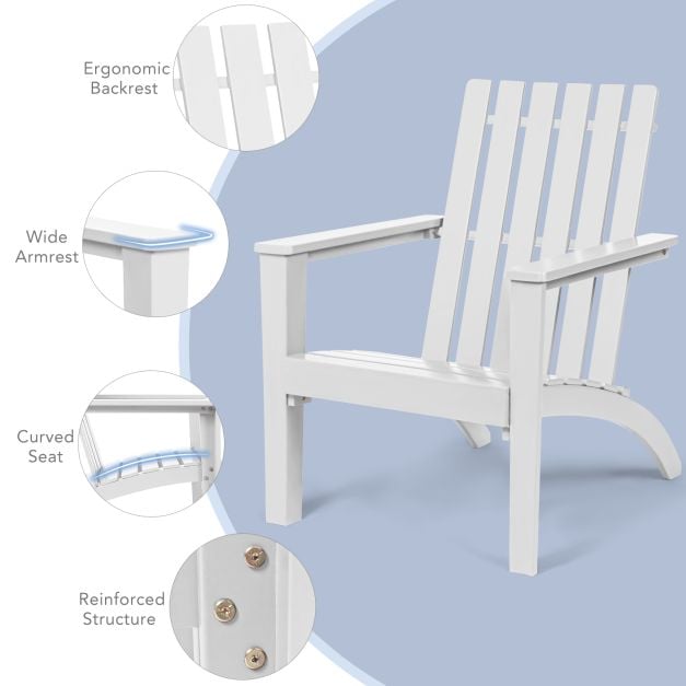 Wood Adirondack Chair with Solid Acacia Wood and 160KG Weight Capacity