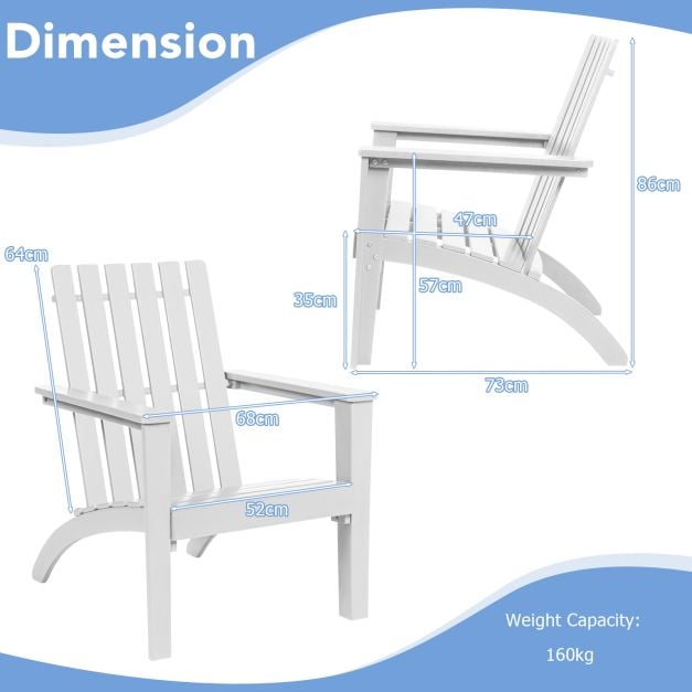 Wood Adirondack Chair with Solid Acacia Wood and 160KG Weight Capacity