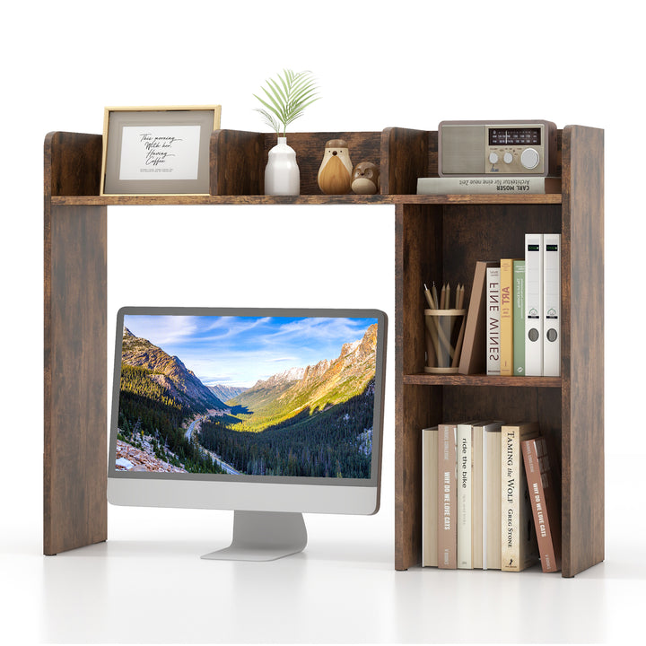Wooden Desk Bookshelf with 4 Shelves and Open Back Compartment - TidySpaces
