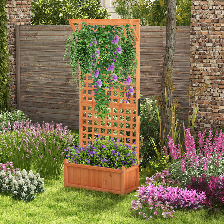 Wooden Planter Container Raised Garden Bed with Arch Trellis-Orange
