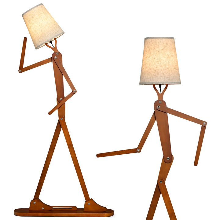Wooden Floor Lamp with Adjustable Joints and Changeable Shape - TidySpaces