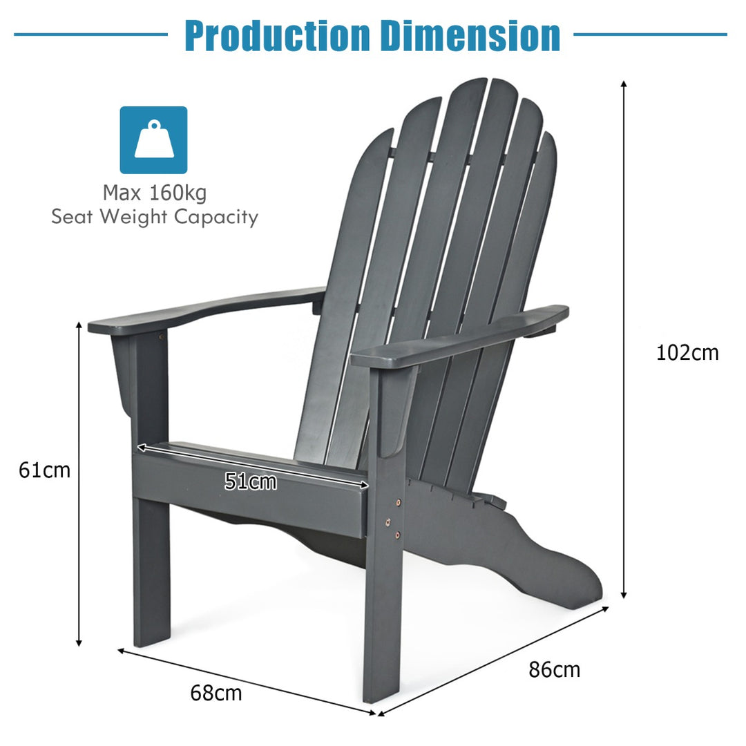 Acacia Wood Adirondack Lounger Chair with Slatted Seating, Ergonomic Design