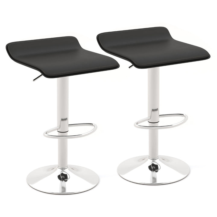 Adjustable Swivel Bar Stool Set of 2 with Wave shaped Seat