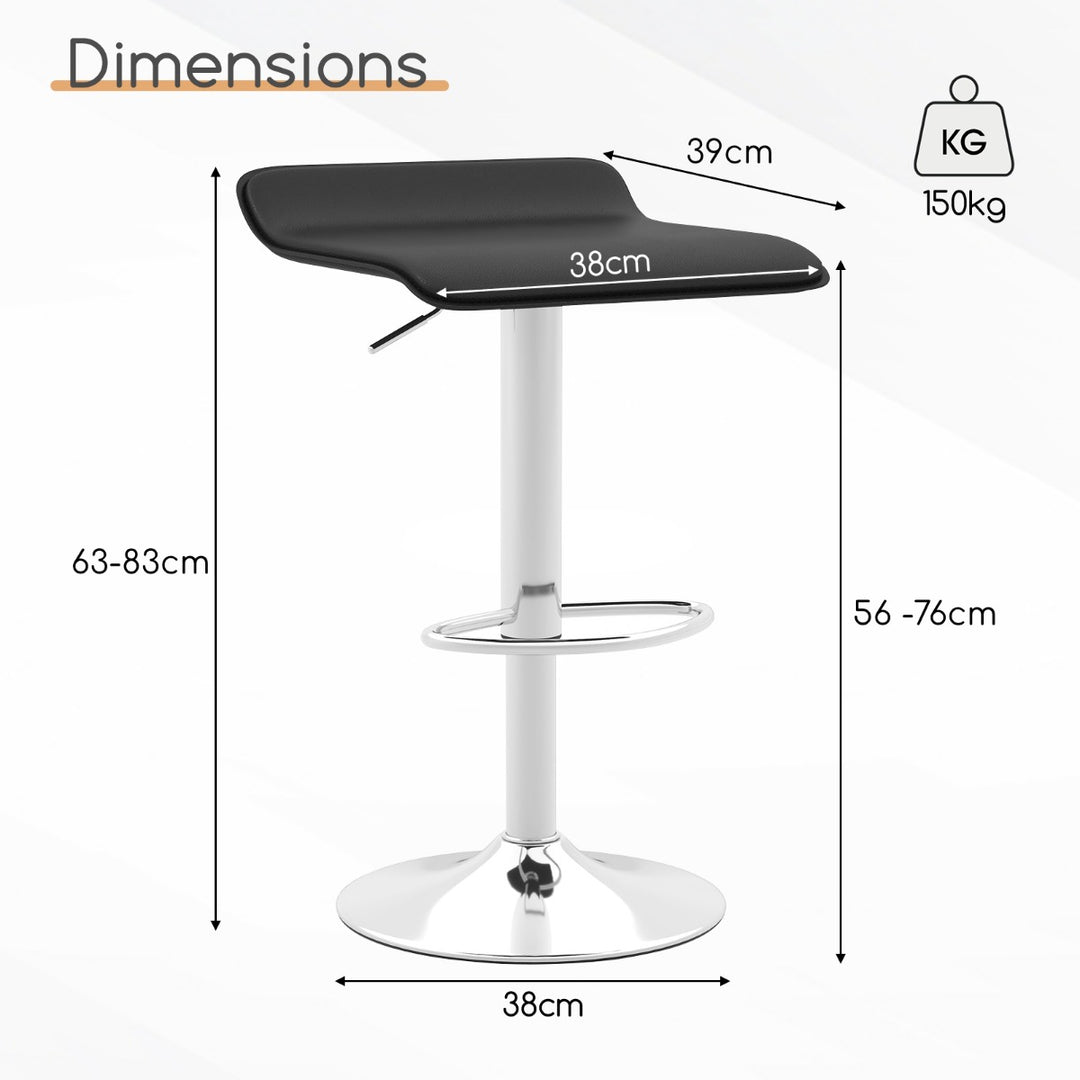 Adjustable Swivel Bar Stool Set of 2 with Wave shaped Seat