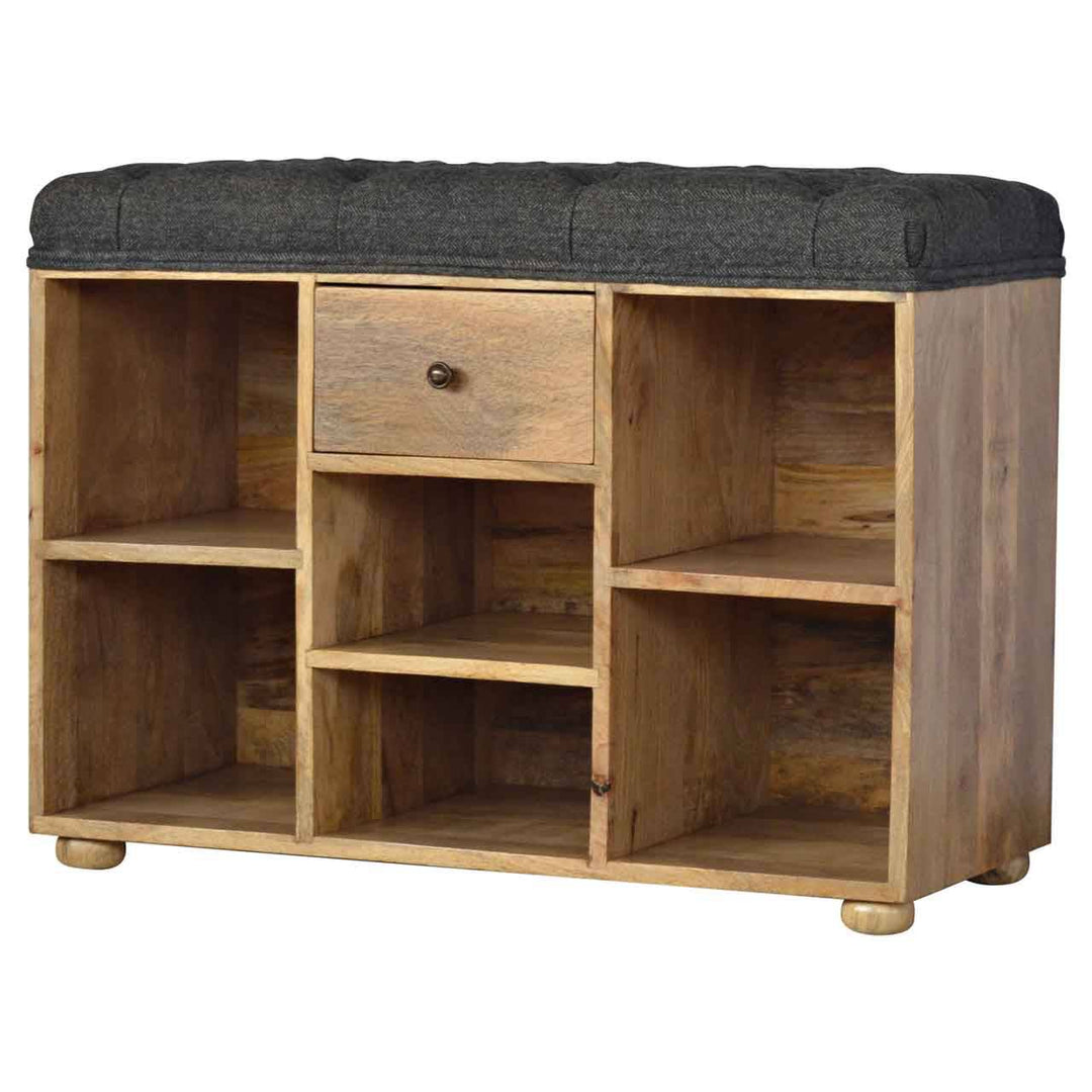 Black Tweed 1 Drawer Bench - TidySpaces