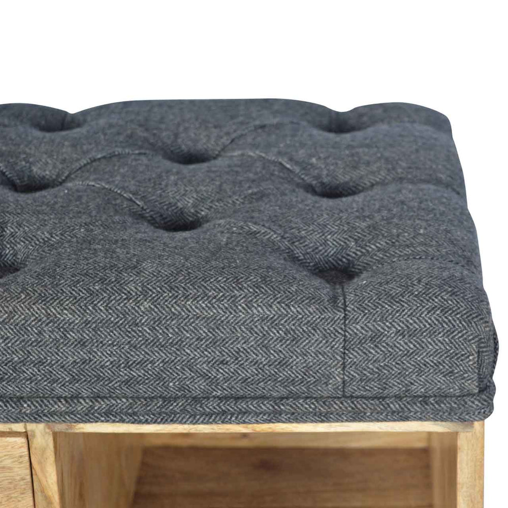 Black Tweed 1 Drawer Bench - TidySpaces