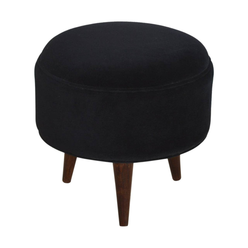 Black Velvet Nordic Style Footstool - TidySpaces