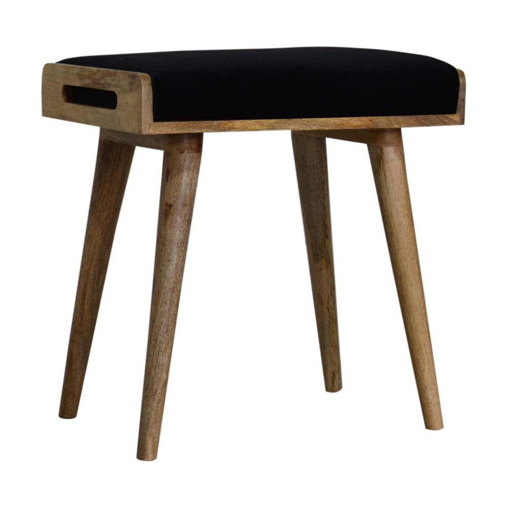 Black Velvet Tray Style Footstool - TidySpaces