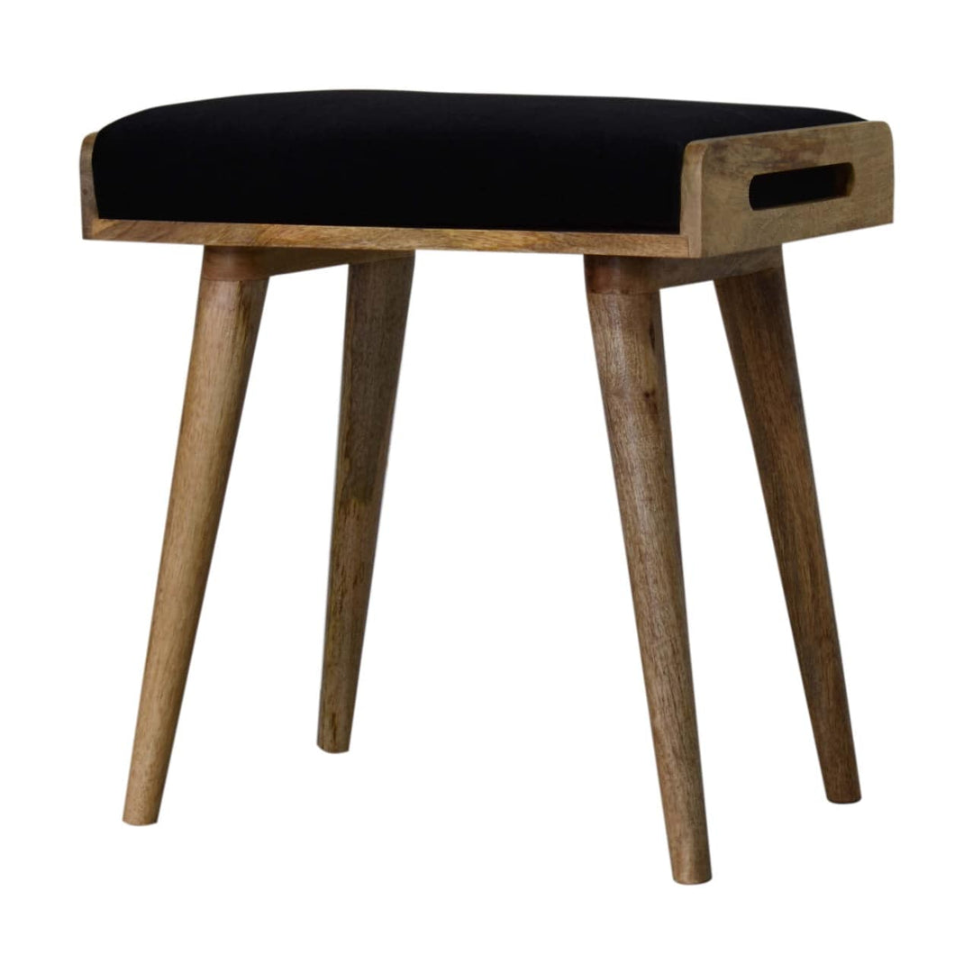 Black Velvet Tray Style Footstool - TidySpaces