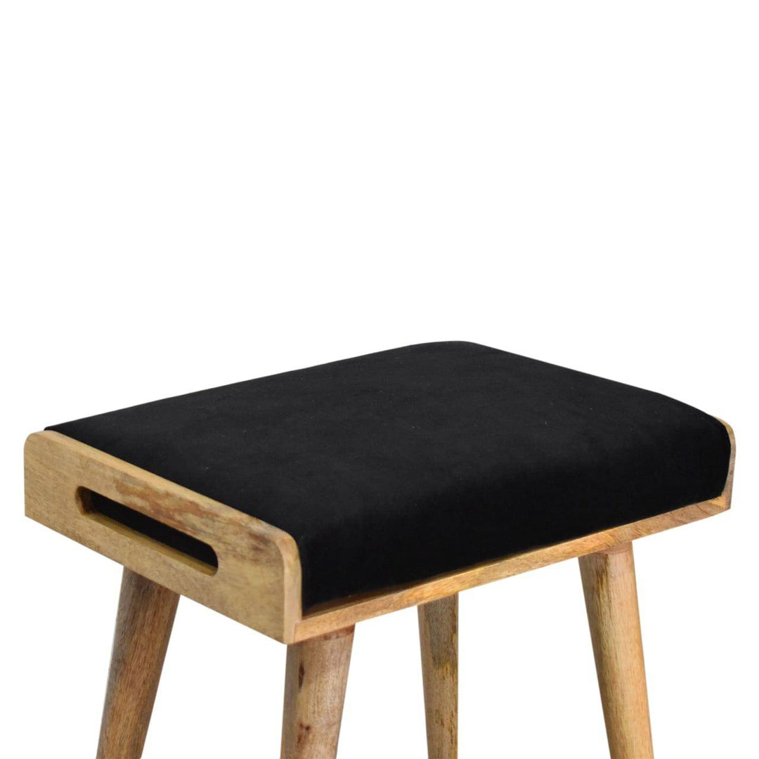 Black Velvet Tray Style Footstool - TidySpaces