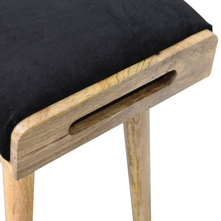 Black Velvet Tray Style Footstool - TidySpaces