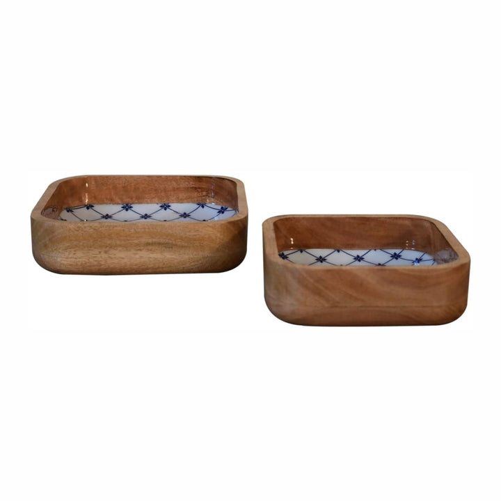 Blue and White Square Bowl Set of 2 - TidySpaces
